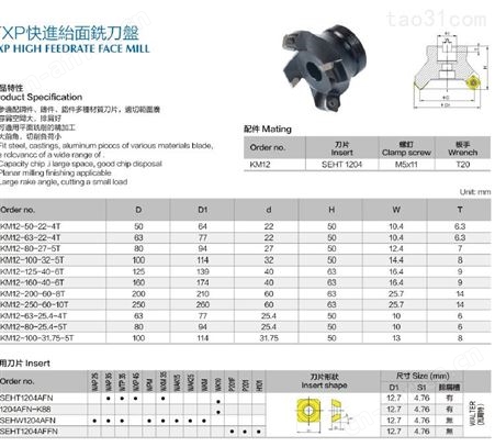批发优惠供应TXP快进给面铣刀盘TXP06-50-22-4T 多种规格齐全 TXP刀盘