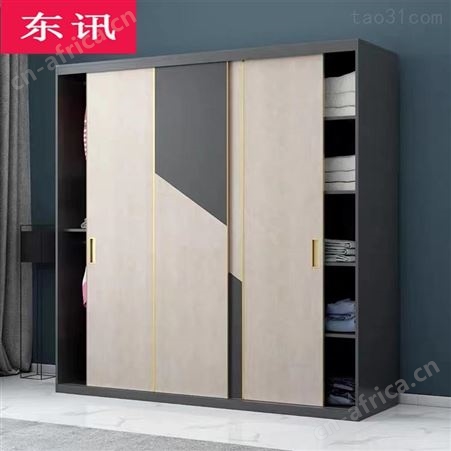 北欧轻奢现代简约衣柜家用衣帽间卧室推拉门整体大衣橱滑门储物柜小衣柜定做家具厂