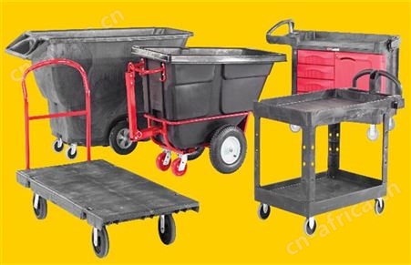 美国进口Rubbermaid/乐柏美商务重型平板拖车超负荷手推车