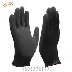 涤纶尼龙内胆手掌 手指白色黑色灰色 PU涂层手套定制