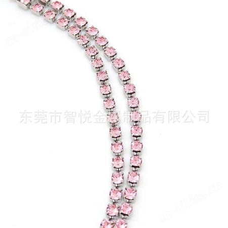 淡水珍珠项链混搭圆环镶嵌粉色锆石钻链个性潮流牌仔饰品批量订购