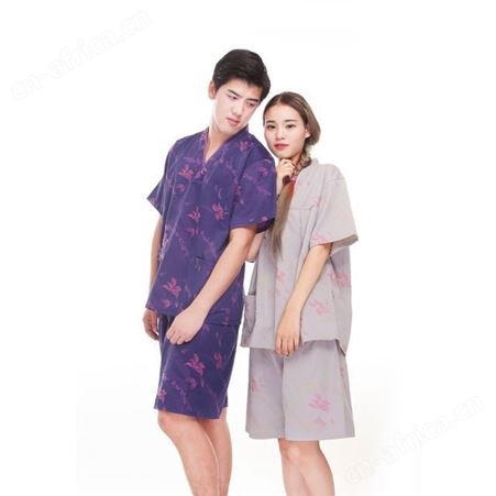 汗蒸服涤棉桑拿服涤棉吉祥花套装浴服足疗按摩服