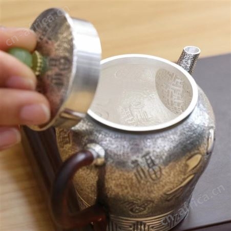 曼妙手柄泡茶银壶999纯银功夫沏茶喝茶茶具手工中式高档银器礼品