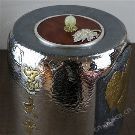纯手工999纯银储水缸净水桶家用银器工艺品摆件茶道银茶器茶叶罐
