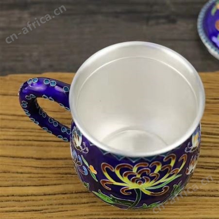 景泰蓝工艺999纯银茶杯主人杯单杯马克办公银杯子珐琅彩水杯