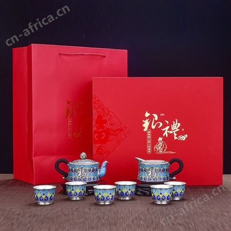 纯银999银壶 银茶壶纯手工珐琅景泰蓝泡茶壶 功夫银茶器茶杯