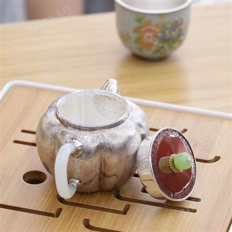 铜盖南瓜全手工泡茶银壶S999纯银功夫沏茶小茶壶家用把手防烫茶具