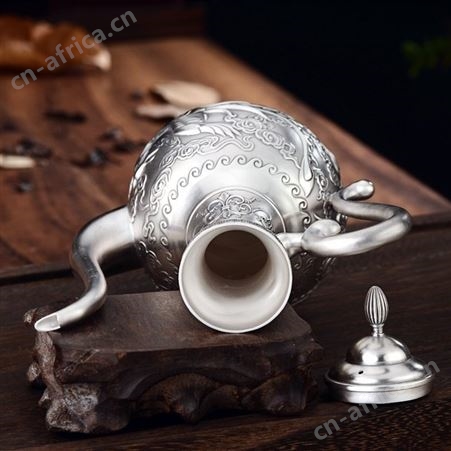 龙凤呈祥 999银酒具 酒壶 高脚杯 纯银酒具 醒酒器 银质器皿