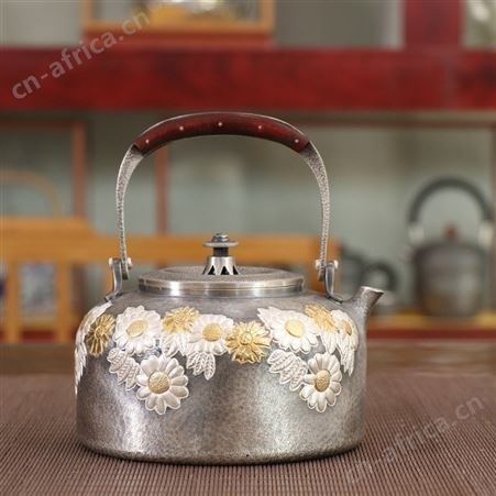 S999煮茶烧水银壶 纯手工一张打中式足银功夫茶具器高档银器