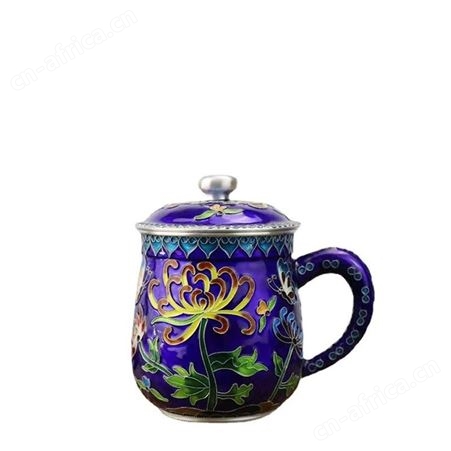 景泰蓝工艺999纯银茶杯主人杯单杯马克办公银杯子珐琅彩水杯