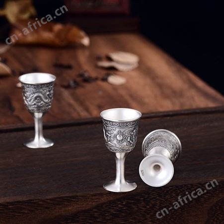 龙凤呈祥 999银酒具 酒壶 高脚杯 纯银酒具 醒酒器 银质器皿