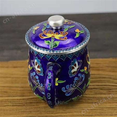 景泰蓝工艺999纯银茶杯主人杯单杯马克办公银杯子珐琅彩水杯