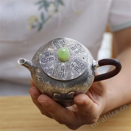 曼妙手柄泡茶银壶999纯银功夫沏茶喝茶茶具手工中式高档银器礼品