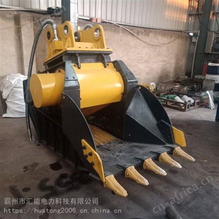 挖机改装液压可旋转挖掘机破碎斗混泥土粉碎机鄂式双轴粉碎铲斗