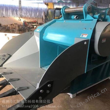 汇能铁路轨道用SP-15双轴破碎斗挖掘机鳄式破碎铲斗工程机械碎石斗