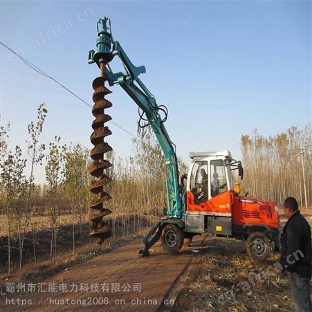 80轮式挖掘机钻孔机 建筑地基轮式旋挖钻机 6米钢板桩引孔机 汇能