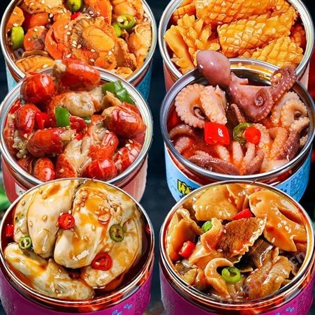 麻辣小龙虾即食龙虾尾巴罐装海鲜小零食香辣八爪生蚝熟食罐头下酒
