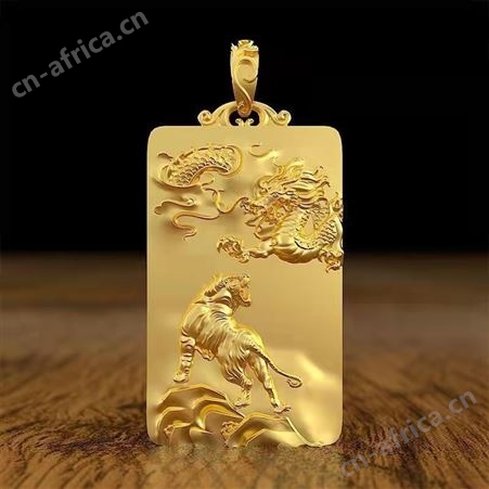 猛虎 下山生肖虎吊坠男士上山鎏金项链老虎挂件虎挂坠